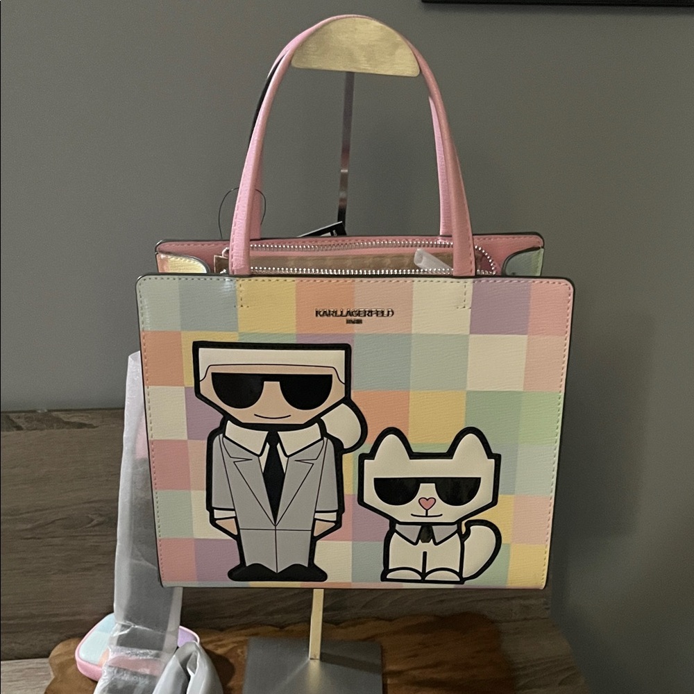 Karl Lagerfeld Pastel Checkered Tote Bag